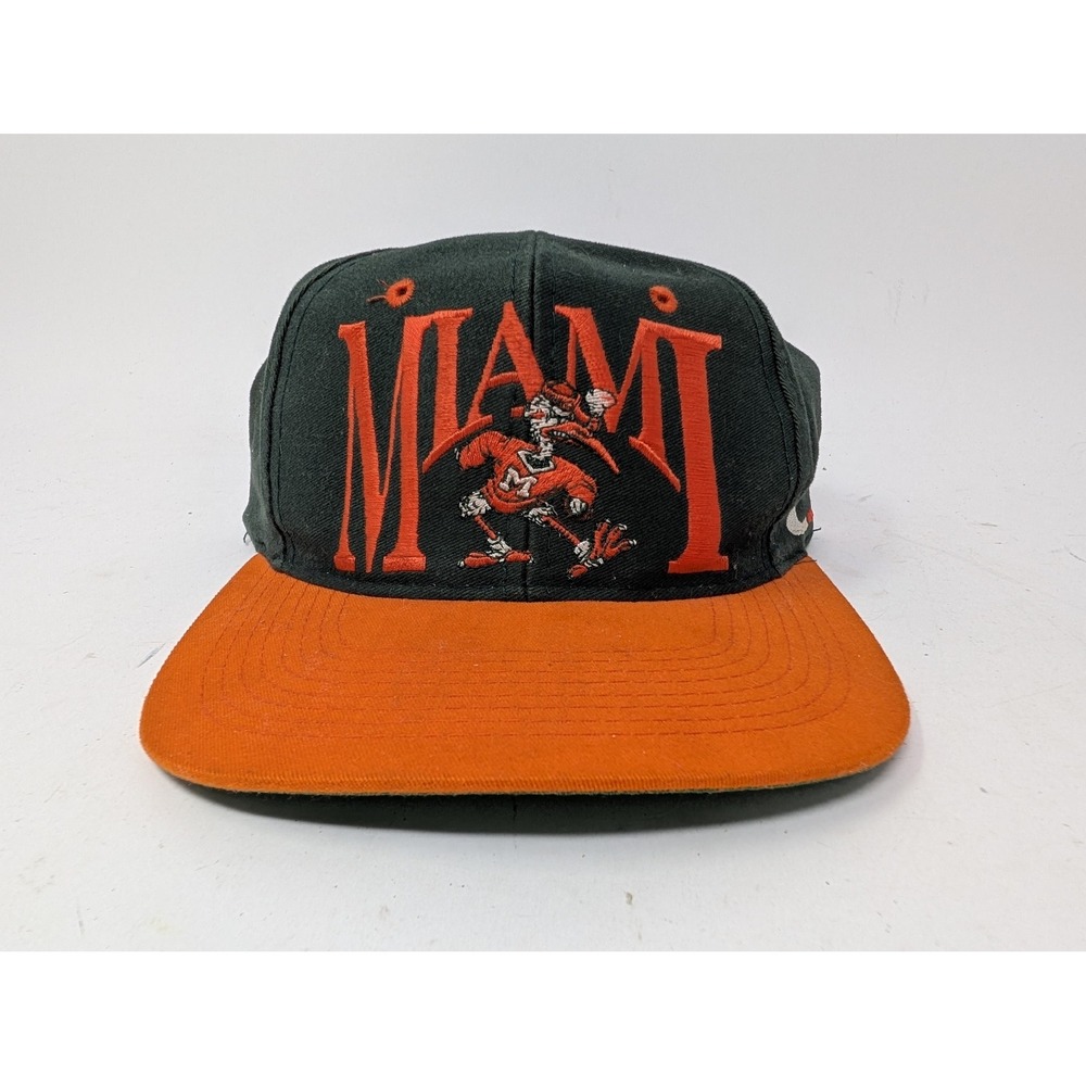 VINTAGE Miami Hurricanes Hat Cap Snap Back Mens One Size Green NCAA The Game 90s